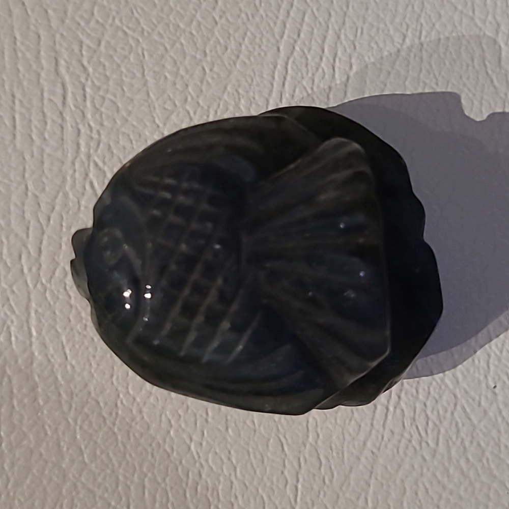 Labradorite fish and flower crystal carving